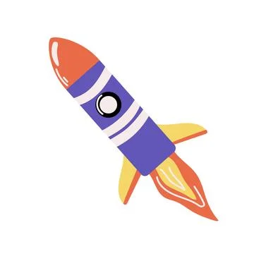 Space rocket for space flights, vector illustration in cartoon style, isola.. Stock Illustration