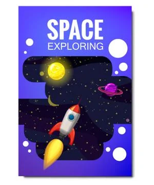 Space rocket space travel, exploration of the universe, other planets, flying Stock Illustration