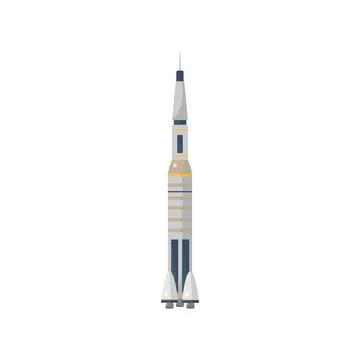 Space rocket, spacecraft with engine, spaceship launch Stock Illustration