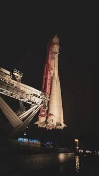 Space rocket standing on the launch pad Stock Photos