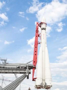 Space rocket  stands vertically Stock Photos