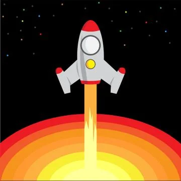 Space Rocket Start Up and Launch Symbol Stock Illustration
