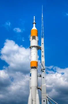 Space rocket at start bed Stock Photos