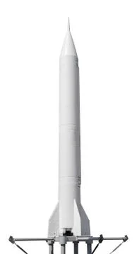 Space rocket on support. Isolated over white Stock Photos