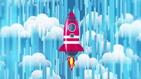 Space Rocket Taking Off In The Clouds Stock Footage 152740688
