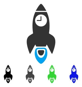 Space Rocket Time Flat Icon Stock Illustration
