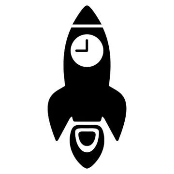 Space Rocket Time Flat Vector Icon Stock Illustration