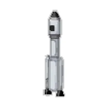 Space rocket toy pixel art vector illustration Stock Illustration