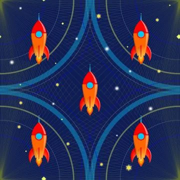 Space with rockets Stock Illustration