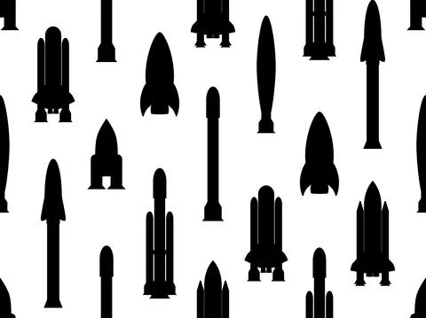 Space rockets seamless pattern. Spaceships. Design for banners, posters and p イラスト素材