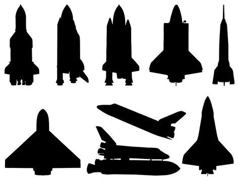 SPACE ROCKETS SILHOUETTE Stock Illustration