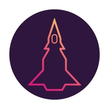 Space rocket.Spaceship icon. Flat line art vector. Illustrazione stock