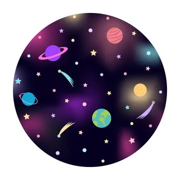 Space round pattern for textile prints Stock Illustration