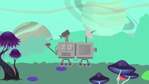 Space Rover Collecting Data on an Alien Planet Stock Footage 73025446