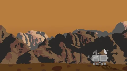 Space Rover Collecting Data on Mars at Day Time Stock Footage 73025466