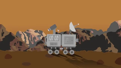 Space Rover on Planet Mars at Day Time Stock Footage 73025461