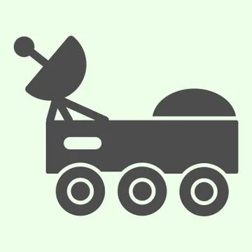 Space rover with radio telescope solid icon. Space explorer car glyph style Ilustración de archivo