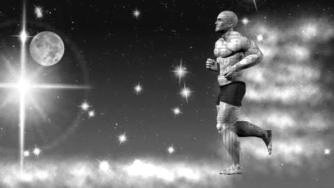 Space runner. 3D rendering. Art. 4K. Stock Illustration