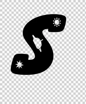 Space S Letter Decorated With Sun And Planet Stockillustratie
