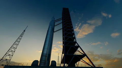 Space satellite and rocket launch base Stock Footage 193988154