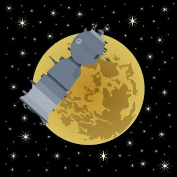 Space satellite on a background of Moon-1 Stock Illustration