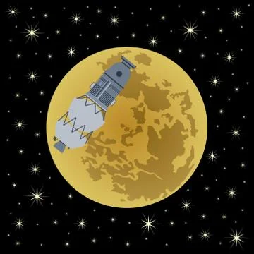 Space satellite on a background of Moon-3 Stock Illustration