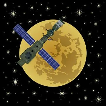 Space satellite on a background of Moon-6 Stock Illustration