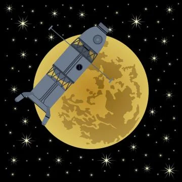 Space satellite on a background of Moon Stock Illustration