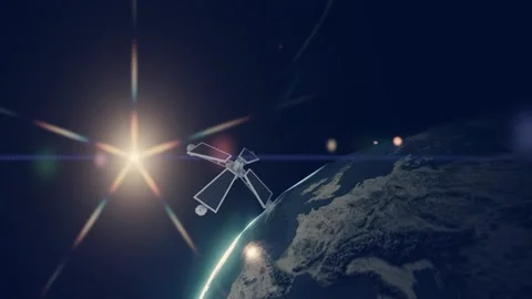 Space satellite in Earth orbit Stock Footage 219362849