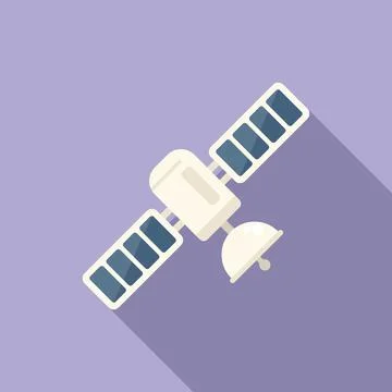 Space satellite icon flat vector. Control center Stock Illustration