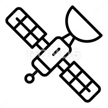 Space satellite icon, outline style Stock Illustration