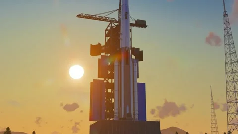 Space satellite launch base sun delay Stock Footage 288180493