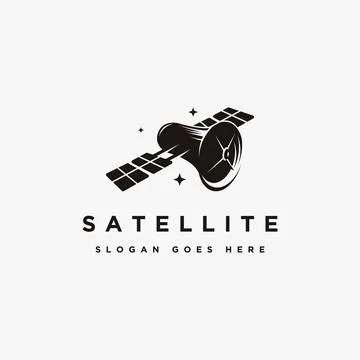 Space satellite logo icon vector illustration on white background Stock Illustration