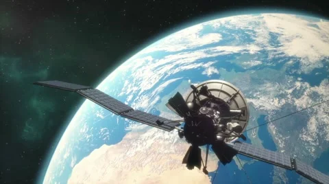 Space Satellite in Orbit of Planet Earth Stock Footage