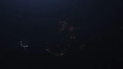 Space satellite orbiting the earth. Animation of gps satellite on the earth Stock Footage 111997113