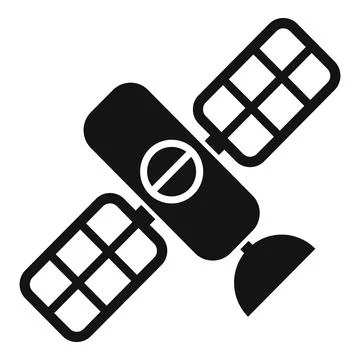 Space satellite orbiting earth transmitting signals icon Stock Illustration