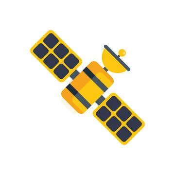 Space satellite orbiting earth transmitting signals Stock Illustration