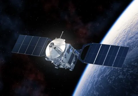 Space Satellite Orbiting Planet Earth Stock Illustration