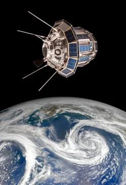 Space satellite over the planet earth Stock Illustration