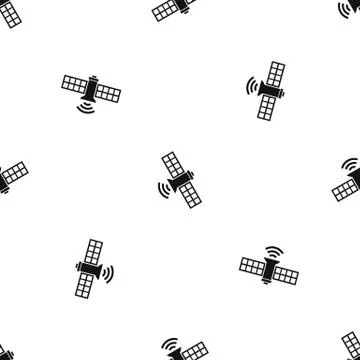 Space satellite pattern seamless black 库存插图