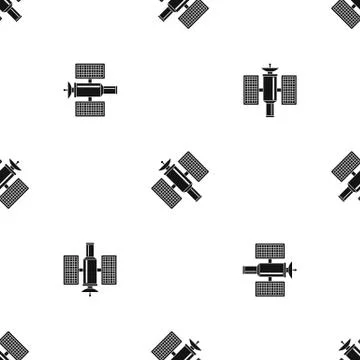 Space satellite pattern seamless black Illustrazione stock