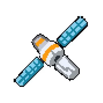 Space satellite pixel art vector illustration Stock Illustration