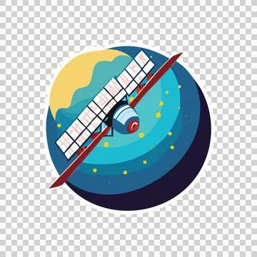 Space Satellite Silhouette On Circular Patterned Background Stock Illustration