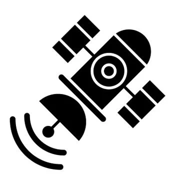 Space satellite solid icon. Sputnik vector illustration isolated on white Ilustración de archivo