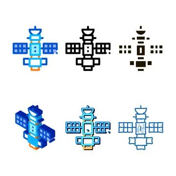 Space satellite station styles icon outline Stock Illustration