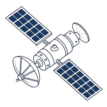 Space Satellite Tech Flat Vector Illustrazione stock