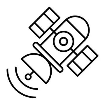 Space satellite thin line icon. Sputnik vector illustration isolated on white Stock Illustration