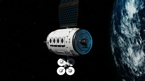 Space satellites orbiting the earth in large numbers. smooth camera movement  Stock Footage 158824648