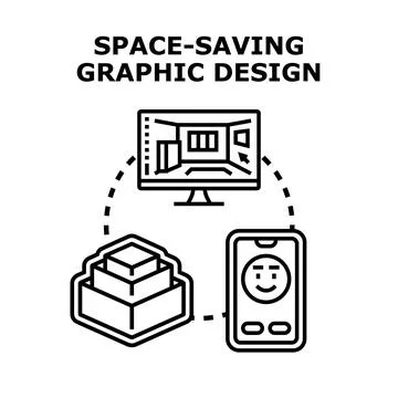 Space saving graphic design concept developing mobile application Stock Illustration