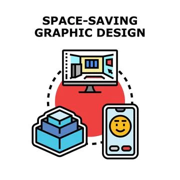 Space saving graphic design concept developing mobile application 库存插图